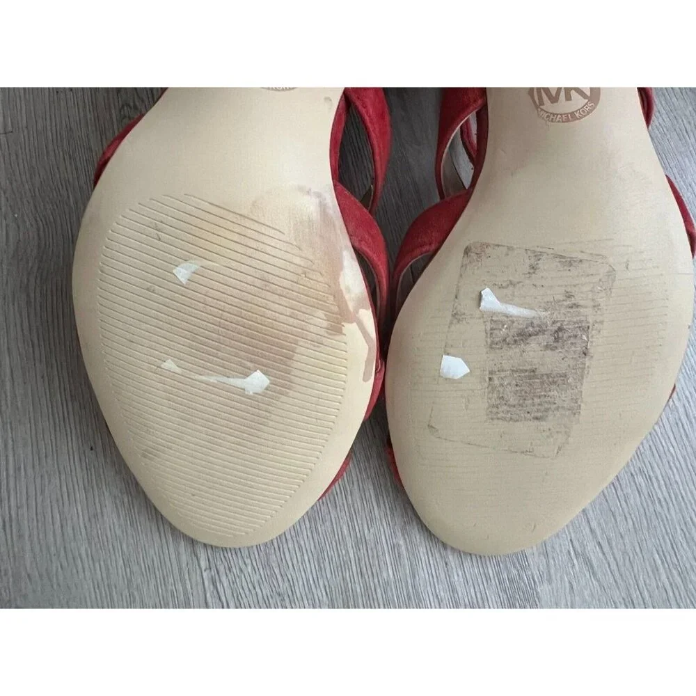 Michael Kors Mirabel Suede Open Toe Lace Up Sandal Heels Size 5 - Picture 11 of 11